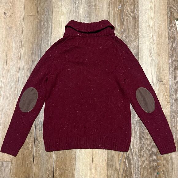 British Khaki Wool Shawl Collar Sweater Mens L Red Fisherman Preppy Academia - Picture 4 of 8